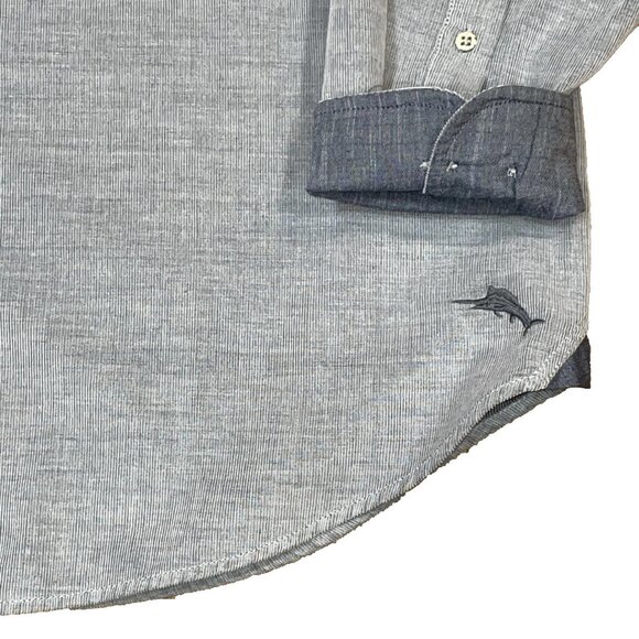 Tommy Bahama Coastline Cord Long Sleeve Shirt Men's Big & Tall 3XB Zinc Gray - Picture 4 of 11